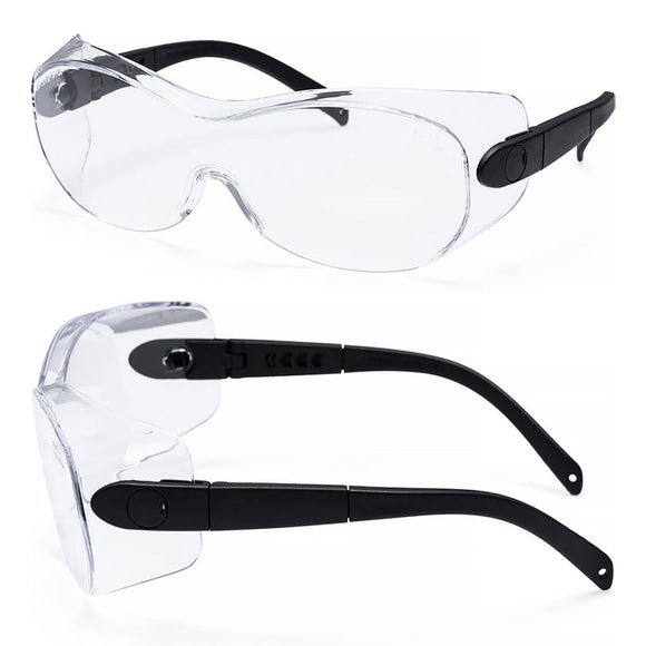 2x Portwest PS30 Over-Spectacles Work Safety Goggles Glasses Eye Protection Clear Side Shield Bulk Lightweight Adjustable Transparent Protective Eyewear