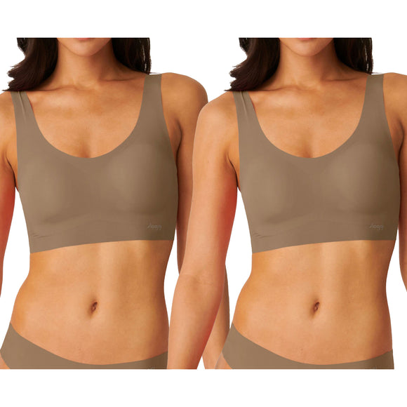 2x Sloggi Zero Feel Invisible Comfort Womens Wire Free Bras Crop Top Lead Grey Bronze