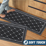 2pcs Set Non Slip Floor Absorbent Carpet Kitchen Bathroom Door Mat Rubber Backed