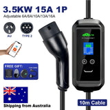 Isigma 10m 3.5KW 1P Type 2 Portable Electric Car EV Charger WIFI Bluetooth APP Control 6A-16A Adjustable