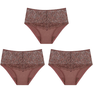 3x Triumph Essential Lace Maxi Womens Underwear Panties Full Briefs Cacao Brown Undies Lingerie