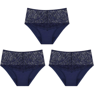 3x Triumph Essential Lace Maxi Womens Underwear Panties Full Briefs Navy Blue Undies Lingerie