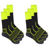 3 Pack Rio Reinforced For Steel Cap Boots Crew Mens Thick Tough Work Socks Fluro Yellow Hi Vis S7453S