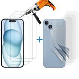 3 Set Tempered Glass Screen Protector for Apple iPhone 15 PLUS Front + Film Back