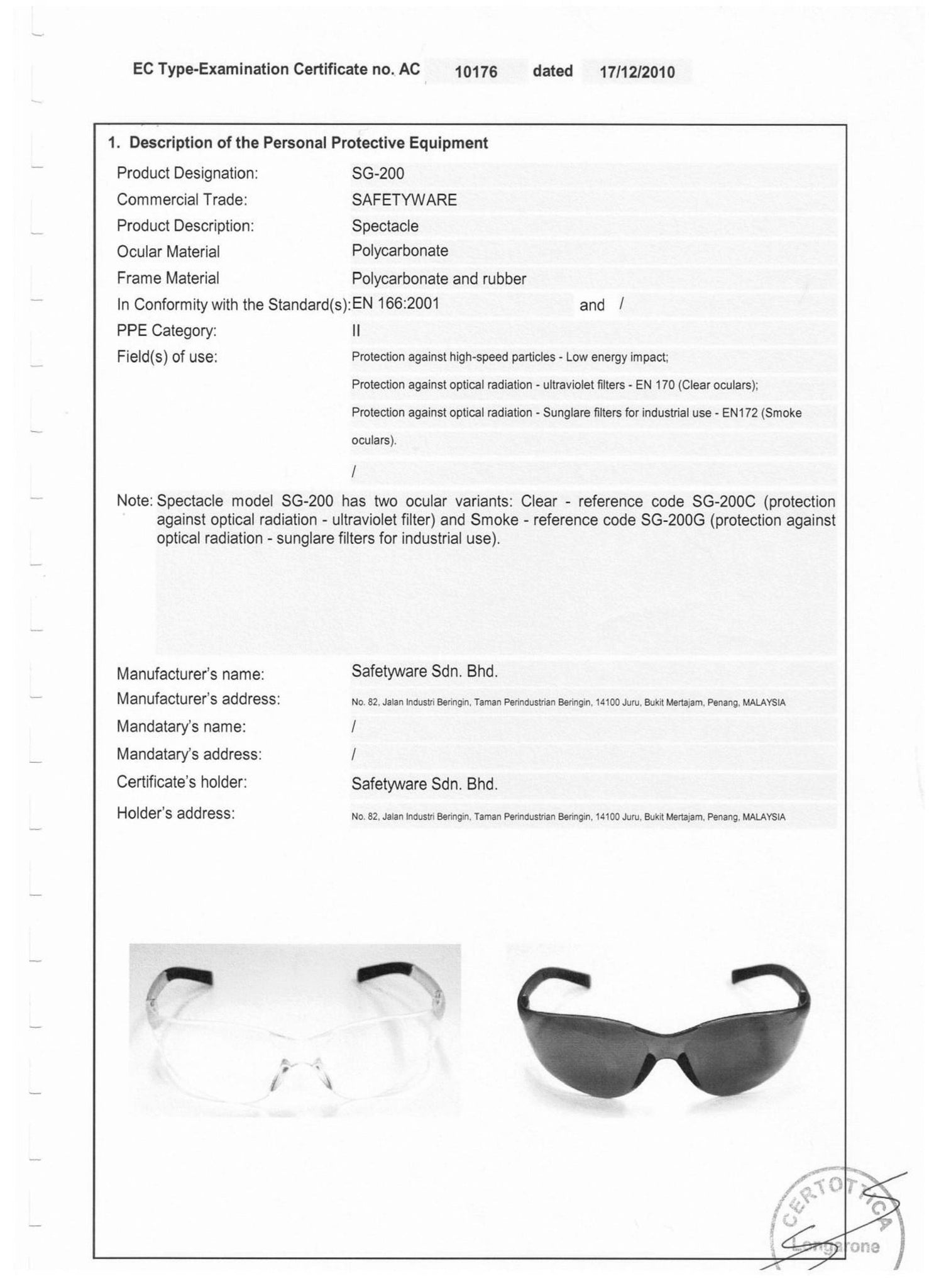 M9400 Safety Specs - Smoke Anti-scratch Lenses - Smoke Frames (Bulk Pack)