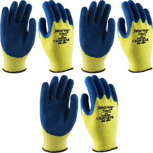 3 Pair Safetyware Anti Cut Resistant Proof Palm Coated Safety Gloves Level 5 Bulk for Gardening Mechanic Construction General Purpose