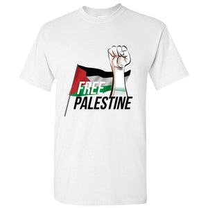 Free Palestine Political Freedom War Flag Mens White T Shirt Tee Tops