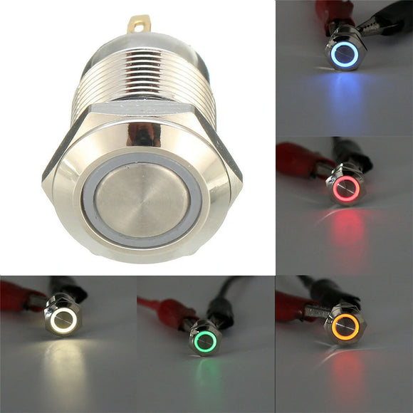 DC 12V 12mm 4 Pin Momentary Switch Led Light Metal On Off Push Button Waterproof