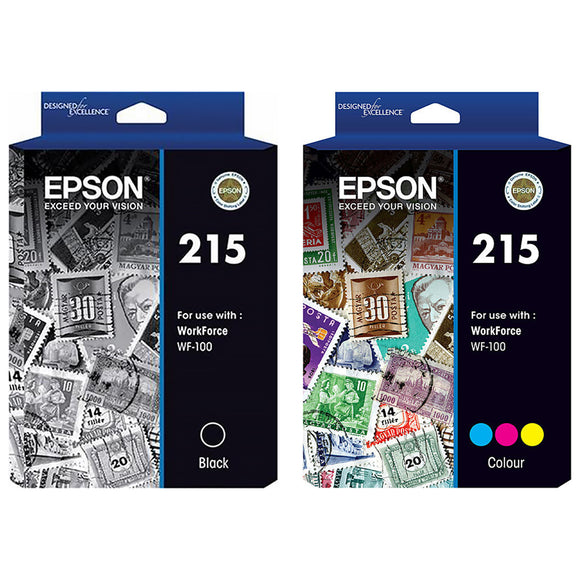 Epson 215 Ink Cartridge Pigment 4 Colours Value Pack Black Cyan Magenta Yellow Genuine Original