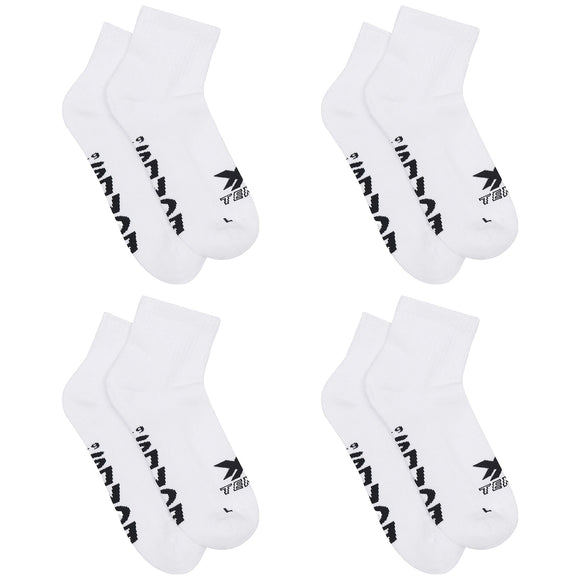 4 Pairs Bonds X-Temp 1/4 Quarter Crew Mens Cotton Sports White Socks Bulk Above Ankle SXX72N