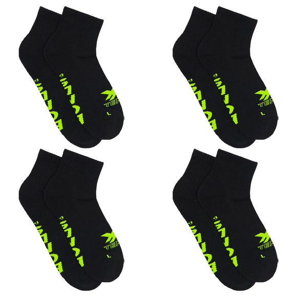 4 Pairs Bonds X-Temp 1/4 Quarter Crew Mens Cotton Sports Black Socks Bulk Above Ankle SXX72N