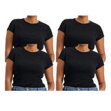 4x Bonds Womens Icons Crew Neck Tee Top Ladies Classic T Shirt Black CR9DI Bulk