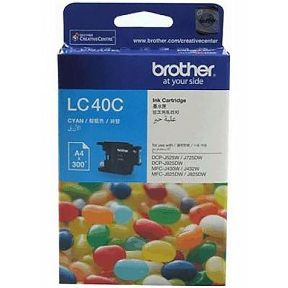 Brother LC-40 Cyan Ink Cartridge Toner LC40C 8ZC70200140