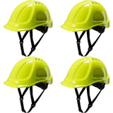4 Pack Portwest Endurance Plus Work Safety Helmet Vented Hard Hat Hi-Vis Yellow Bulk PS55