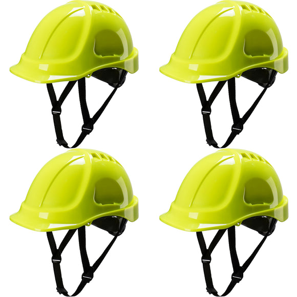 4x Portwest PS54 Lightweight Endurance Plus Work Safety Helmet Hard Hat Yellow Bulk Head Protection for Builder Construction