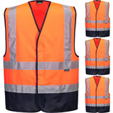 4 Pack Portwest Hi Vis Vest Safety Reflective Tape Workwear Bulk Contrast Orange High Visibility Class D/N Day & Night