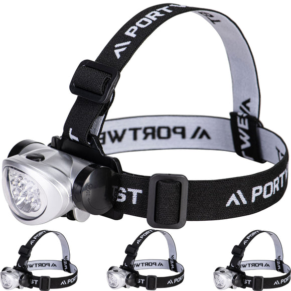 4x Portwest PA50 LED Head Light Torch Adjustable Battery Headlight Headlamp Bulk
