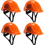 4 Pack Portwest Endurance Plus Work Safety Helmet Vented Hard Hat Hi-Vis Orange Bulk PS55