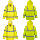 4 Pack Portwest Hi Vis Yellow Waterproof Windproof Vented Safety Rain Jacket Raincoat Bulk H440
