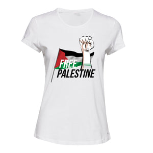 Free Palestine Political Freedom War Flag Ladies Womens White T-Shirt Tee Tops