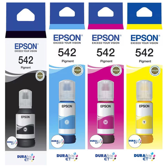 Epson 542 Black Cyan Magenta Yellow Refill 4 Ink Bottle Toner Value Pack