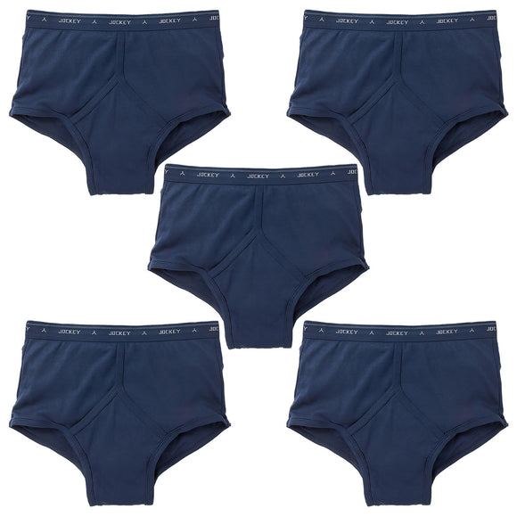 5 Pack Jockey Y Front Briefs Mens Comfy Cotton Underwear Undies Boxer Navy Bulk Trunks
