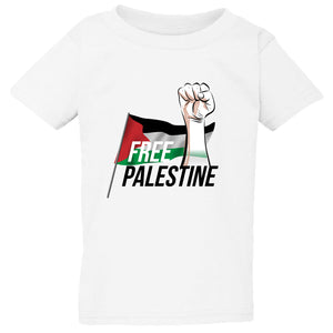 Free Palestine Political Freedom Flag White T-Shirt Tee Top Baby Kids Boy Girl