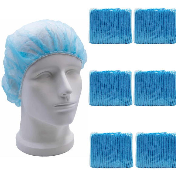 600pcs Safetyware Non-Woven Disposable Bouffant Mob Cap Hair Net Head Cover Dustproof Elastic Bulk for Hospital Food Kitchen Cleaning Laboratory Blue