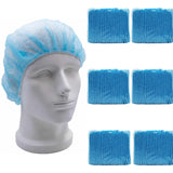 600pcs Safetyware Non-Woven Disposable Bouffant Mob Cap Hair Net Head Cover Dustproof Elastic Bulk for Hospital Food Kitchen Cleaning Laboratory Blue