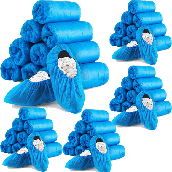 600 Pack Safetyware CPE Anti-Skid Waterproof Disposable Boot Shoe Covers Protector Overshoes Bulk Non Slip Rain Medical Laboratory Cleanroom SC04-BLU