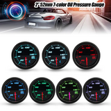 Mechanical 2" 52mm 12V 7 Color LED Oil Pressure Gauge Meter with Sensor 0-140 PSI