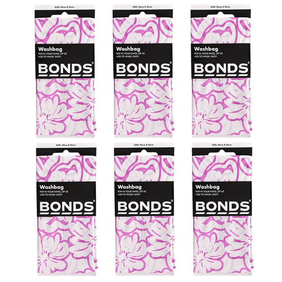 6x Bonds Washbag Mesh Zip Delicates Laundry Lingerie Bra Wash Bag HYPL1G Bulk Pink Stripes