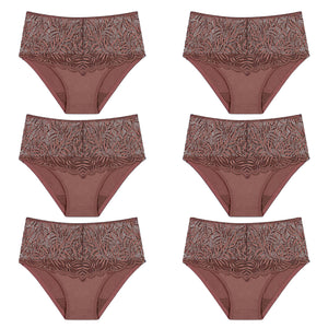 6 Pack Triumph Essential Lace Maxi Womens Underwear Full Briefs Cacao Brown Bulk Undies