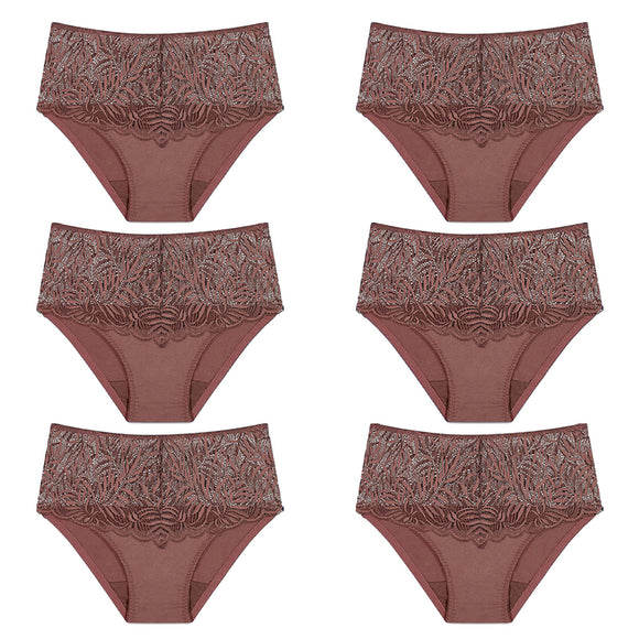 6 Pack Triumph Essential Lace Maxi Womens Underwear Full Briefs Cacao Brown Bulk Undies