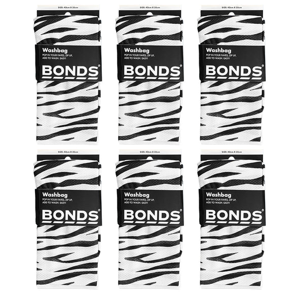 6x Bonds Washbag Mesh Zip Delicates Laundry Lingerie Bra Wash Bag HYPL1G Bulk Black Stripes
