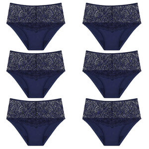 6 Pack Triumph Essential Lace Maxi Womens Underwear Full Briefs Navy Blue Bulk Undies