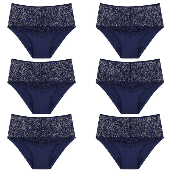 6 Pack Triumph Essential Lace Maxi Womens Underwear Full Briefs Navy Blue Bulk Undies