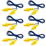6 Pairs Safetyware Reusable Corded Ear Plugs Noise Reduction Cancelling Work Sleeping Bulk HP-201 TPR DuraFit Yellow
