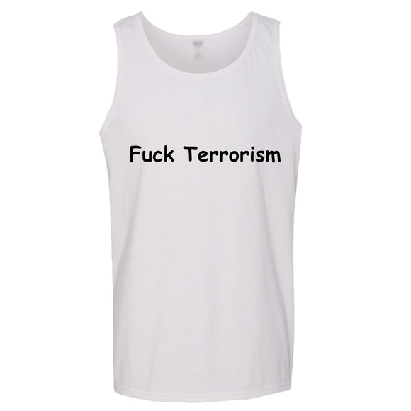 Rude Funny Offensive Fuck Terrorism Terrorist Mens White Tank Top Singlet T Shirt