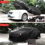 Black Full Car Cover Sedan Waterproof Rain Dust UV Hail Heavy Duty Protection