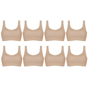 8 Pack Sloggi Zero Feel Invisible Comfort Women Bra Crop Top Peanut Butter Beige Bulk