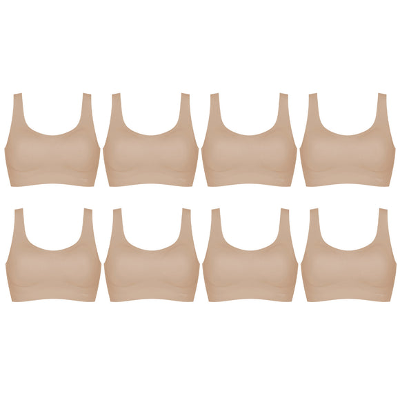 8 Pack Sloggi Zero Feel Invisible Comfort Women Bra Crop Top Peanut Butter Beige Bulk