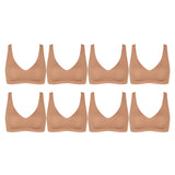 8 Pack Sloggi Zero Feel 2.0 Soft Bra Womens Crop Top Nostalgic Brown Padded Wire Free Wireless Invisible Comfort Bulk