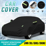 Black Full Car Cover Sedan Waterproof Rain Dust UV Hail Heavy Duty Protection