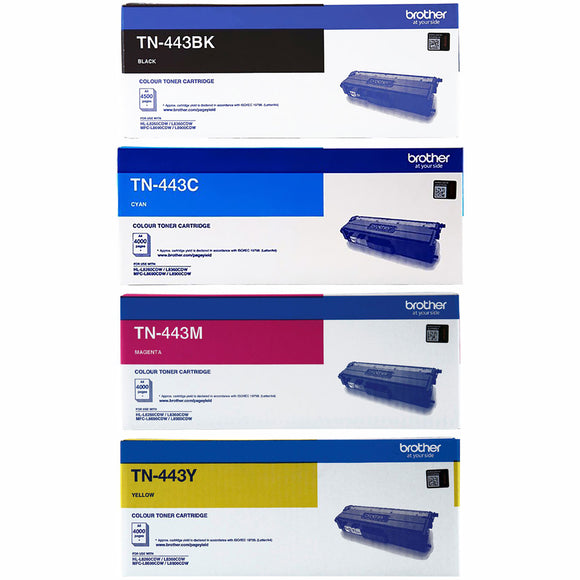 Brother TN-443 Ink Cartridge Toner TN443 Value Pack Black Cyan Magenta Yellow Genuine Original