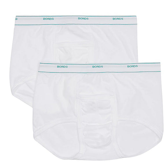 2 Pack Bonds Extra Support Brief Mens Boxer White Undies Underwear M810
