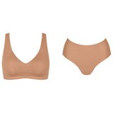 Sloggi Zero Feel 2.0 Soft Bra and Brief Women Ladies Underwear Panties Brown Set