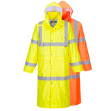 Portwest H445 Hi-Vis Raincoat Long Jacket Waterproof Windproof with Reflective Tape Men Women Unisex Workwear