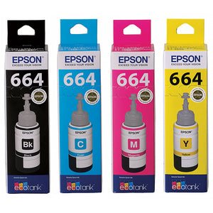 Epson T664 EcoTank 664 Ink Toner Bottle Value Pack Black Cyan Magenta Yellow Genuine Original