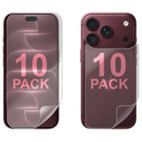 10 Set Soft PET Film Screen Protector for Apple iPhone 18 PRO Front and Back Bulk